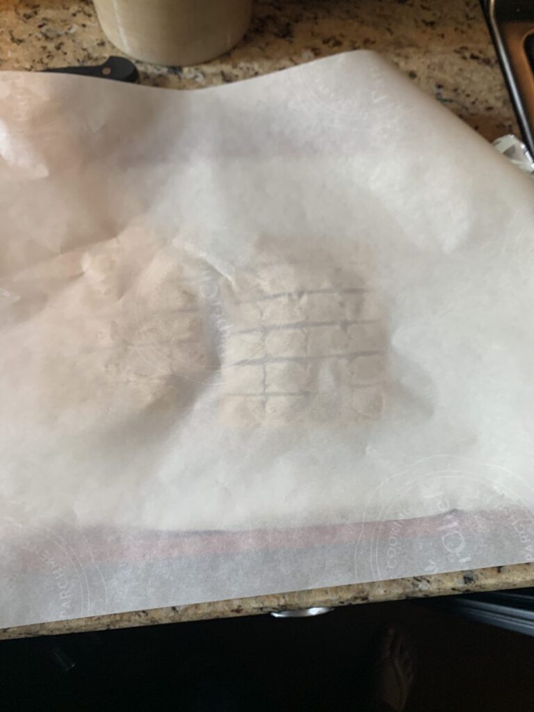Parchment paper over the cookie dough