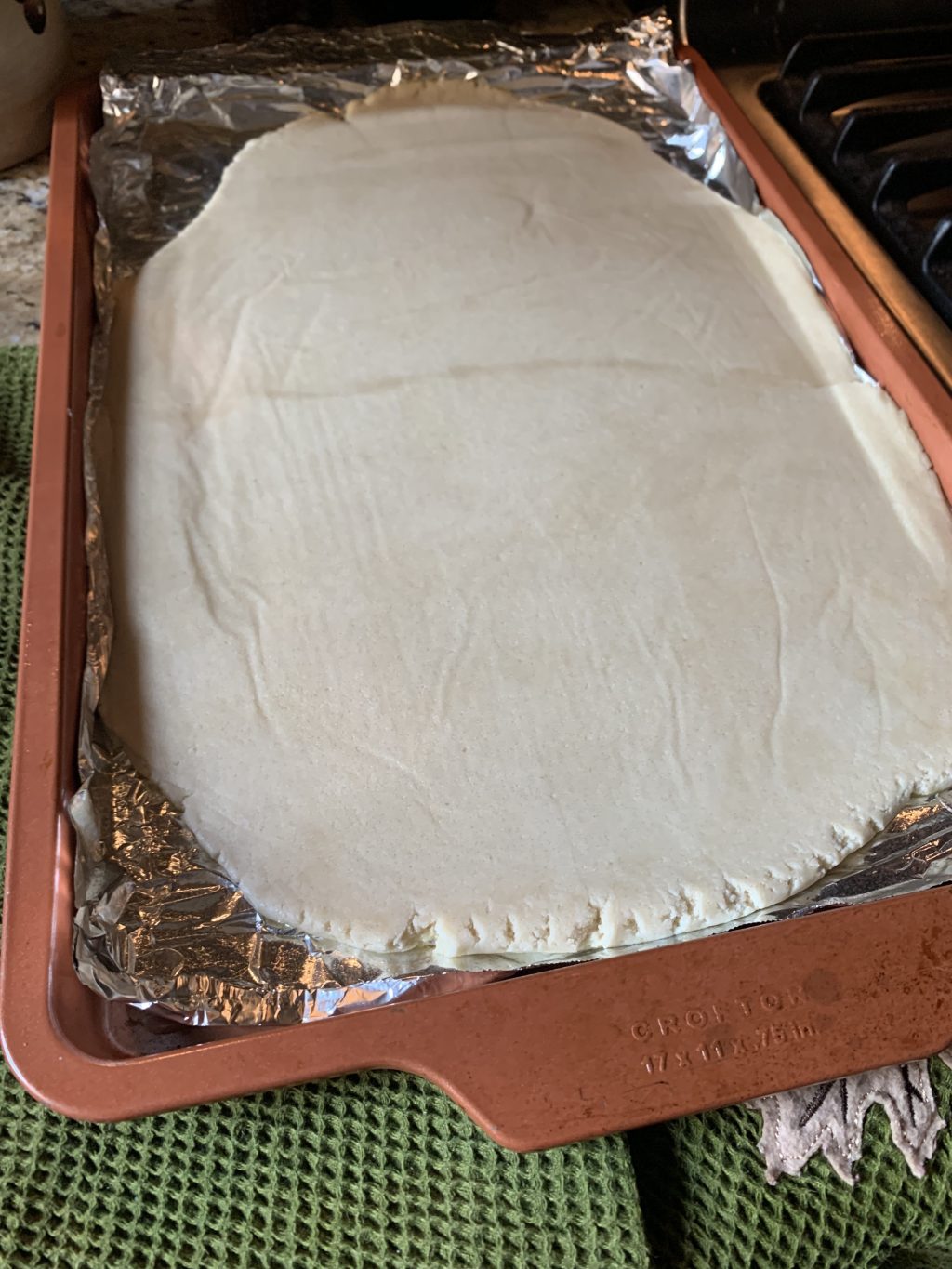 The flattened cookie dough