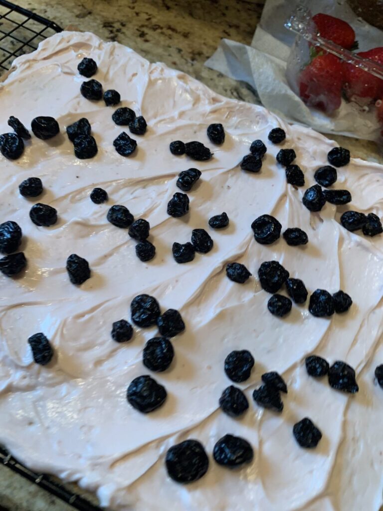 Blueberries on the fruit pizza