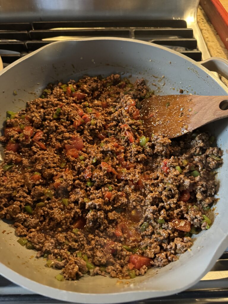 Chili cooking in a pan