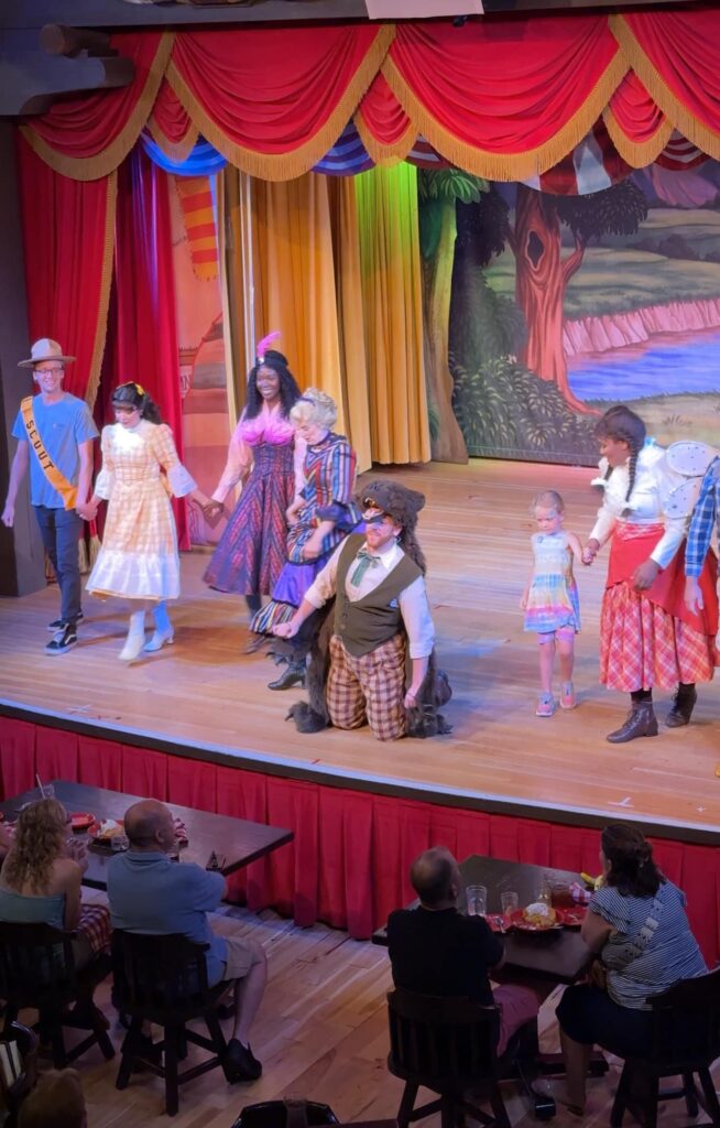 The Hoop de Doo performers with some onstage violunteers