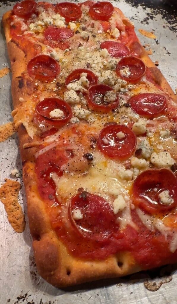Pepperoni and Blue Cheese flatbread