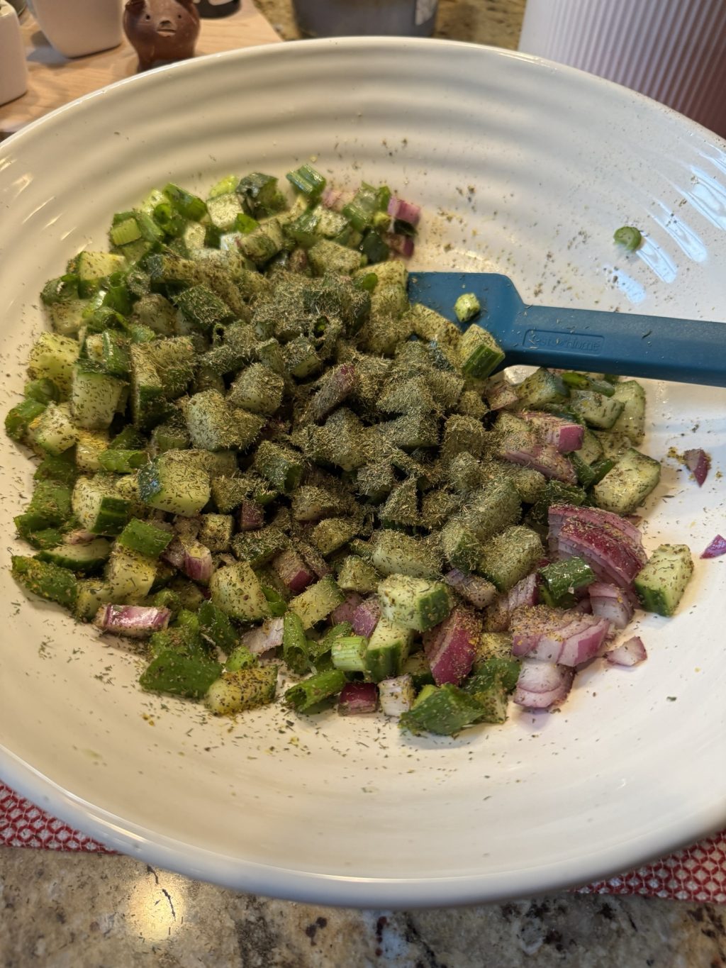 Seasoned cucumbers and onions