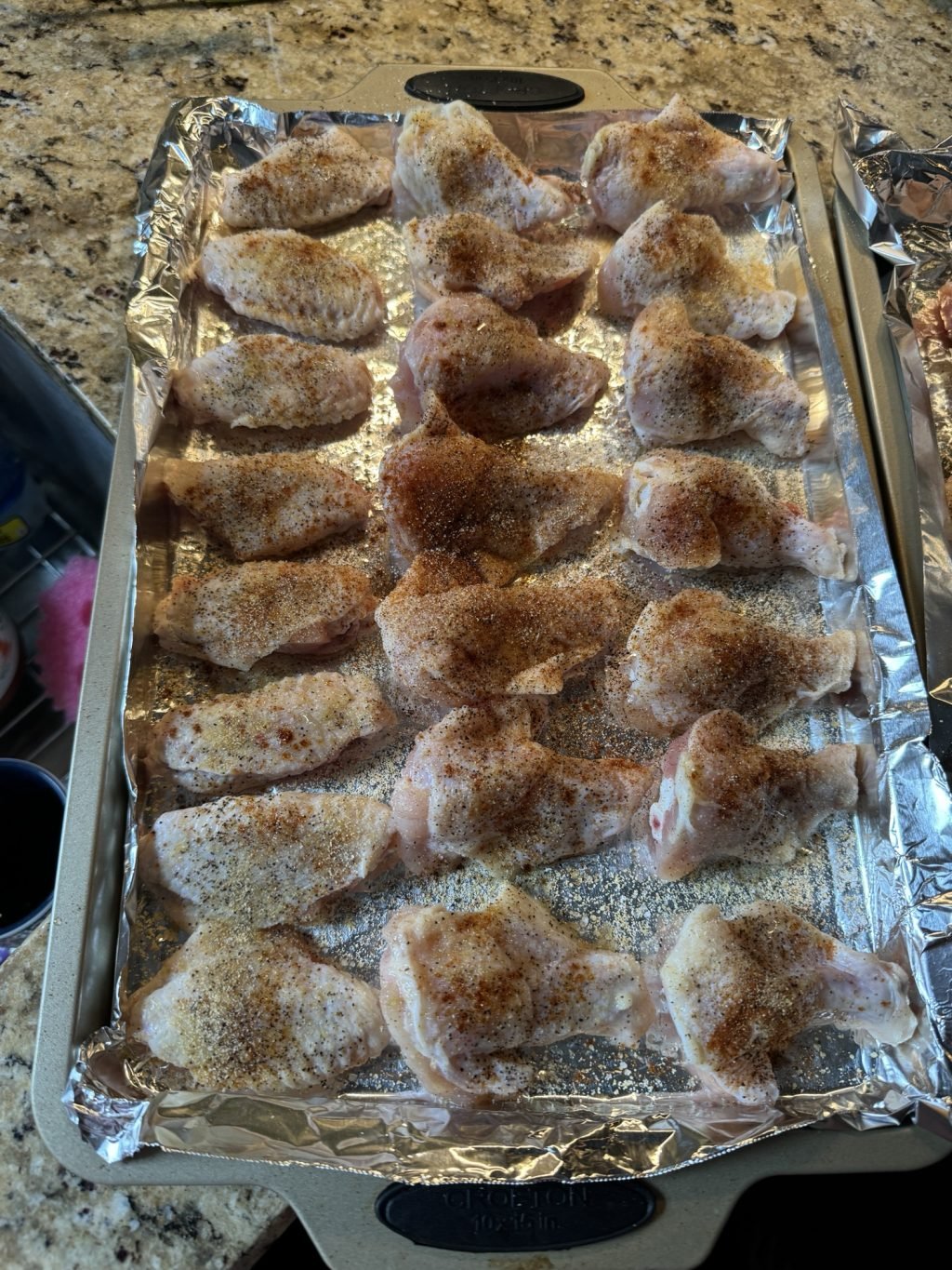 Seasoned raw chicken wings