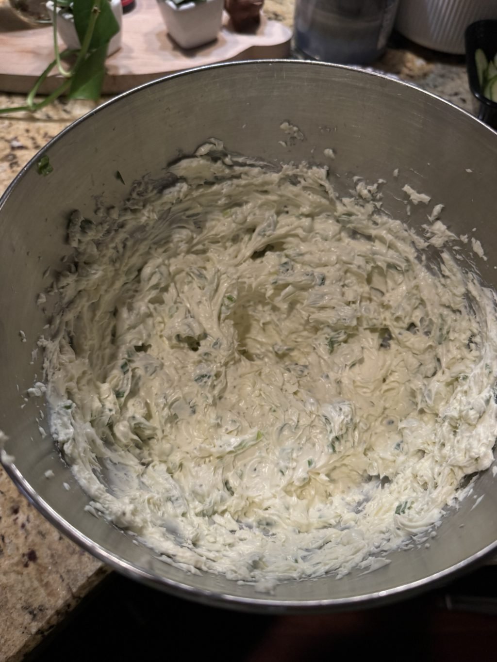 The cream cheese mixture for the sandwiches