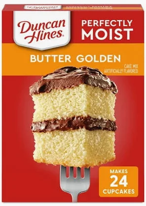 A box of Duncan Hines cake mix
