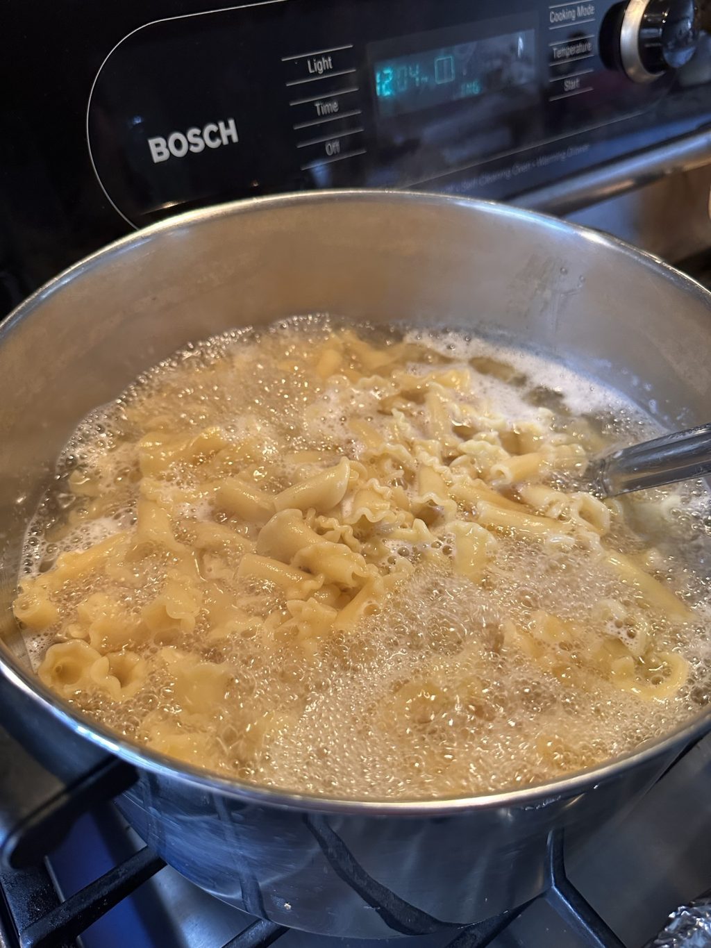 Pasta in a boiling pot of water