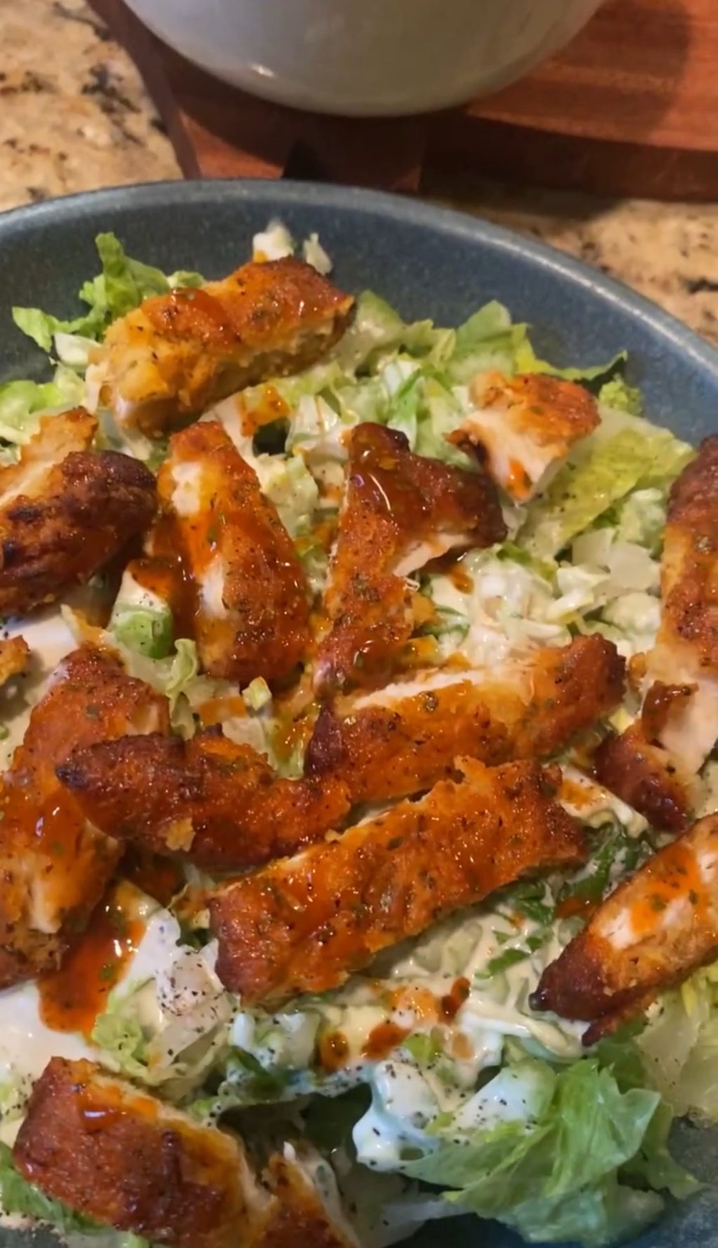 Close up of the Buffalo chicken salad