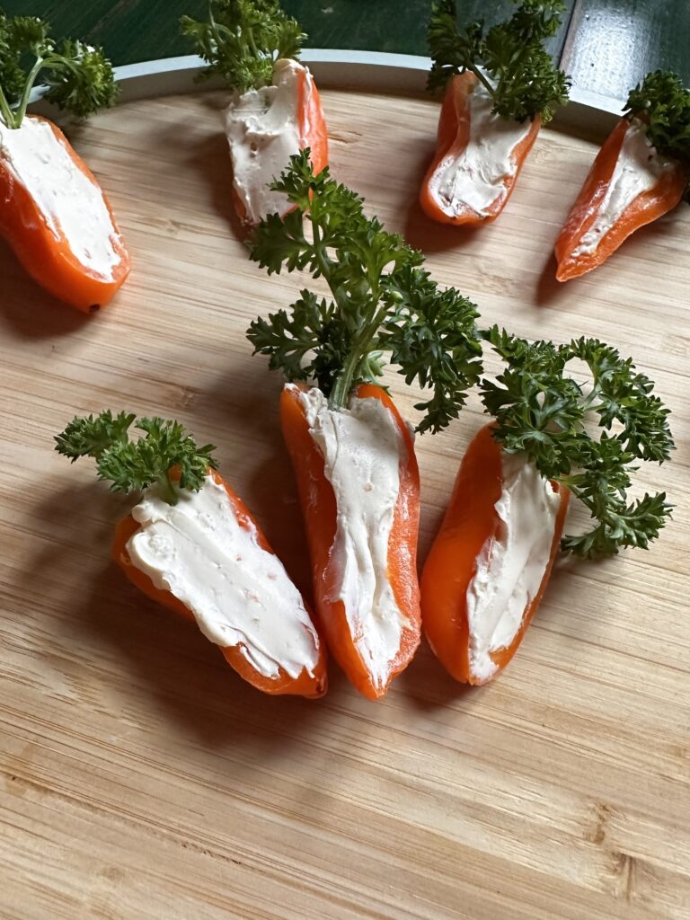 A close up of the finished peppers