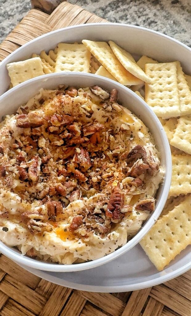 Parmesan and Honey Cheese Dip with Crackers