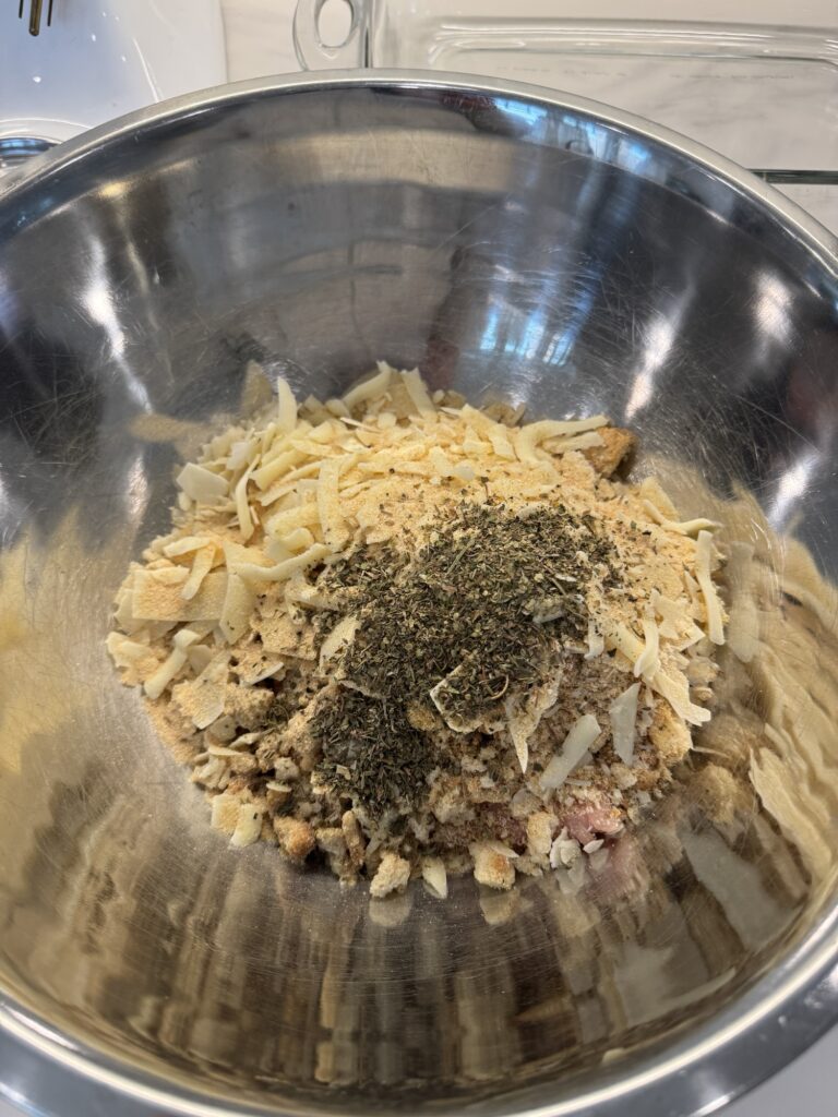 The meatball mixture before being mixed