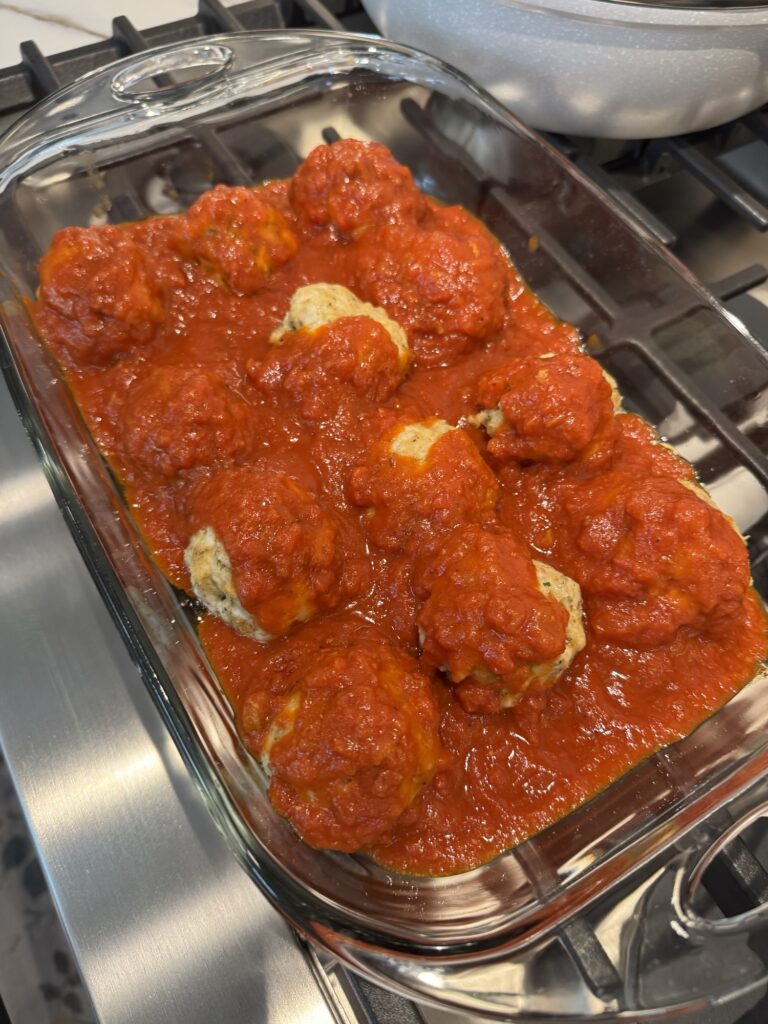 Meatballs covered in sauce