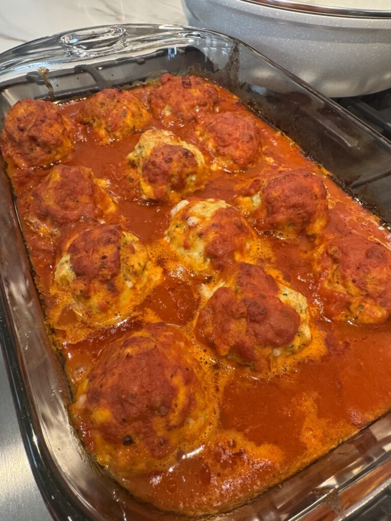 Meatballs with sauce and cheese