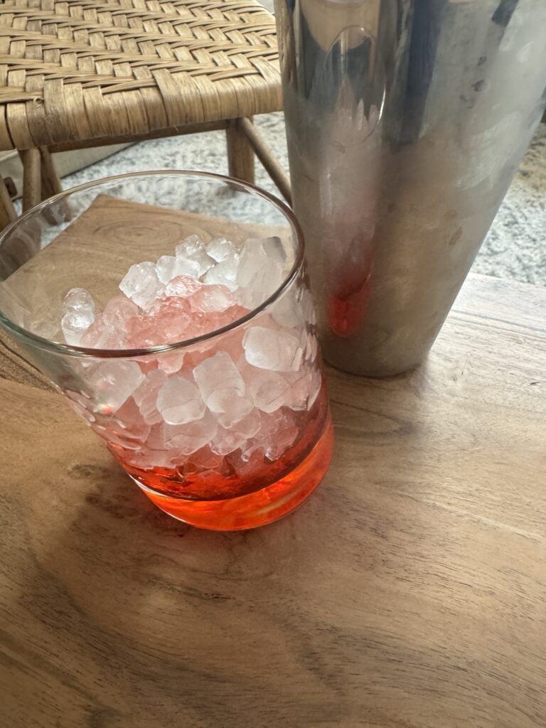 A glass with ice