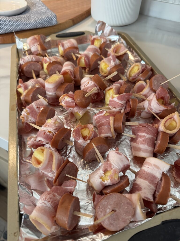 The prepared skewers before being seasoned