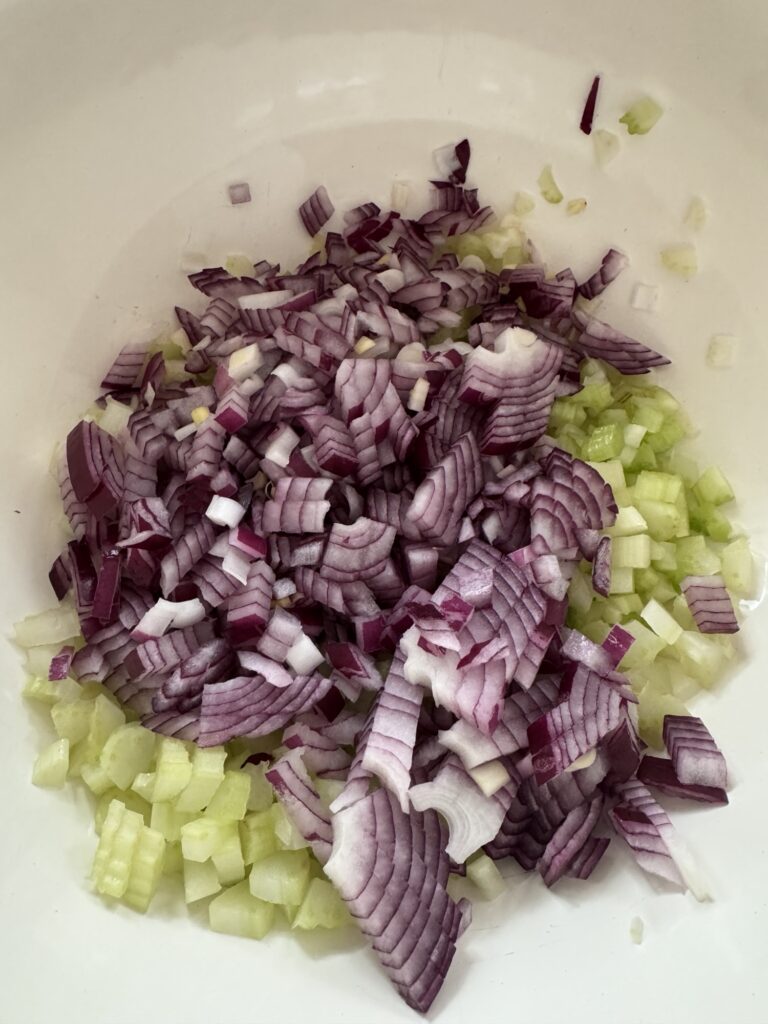 Diced onions and celery