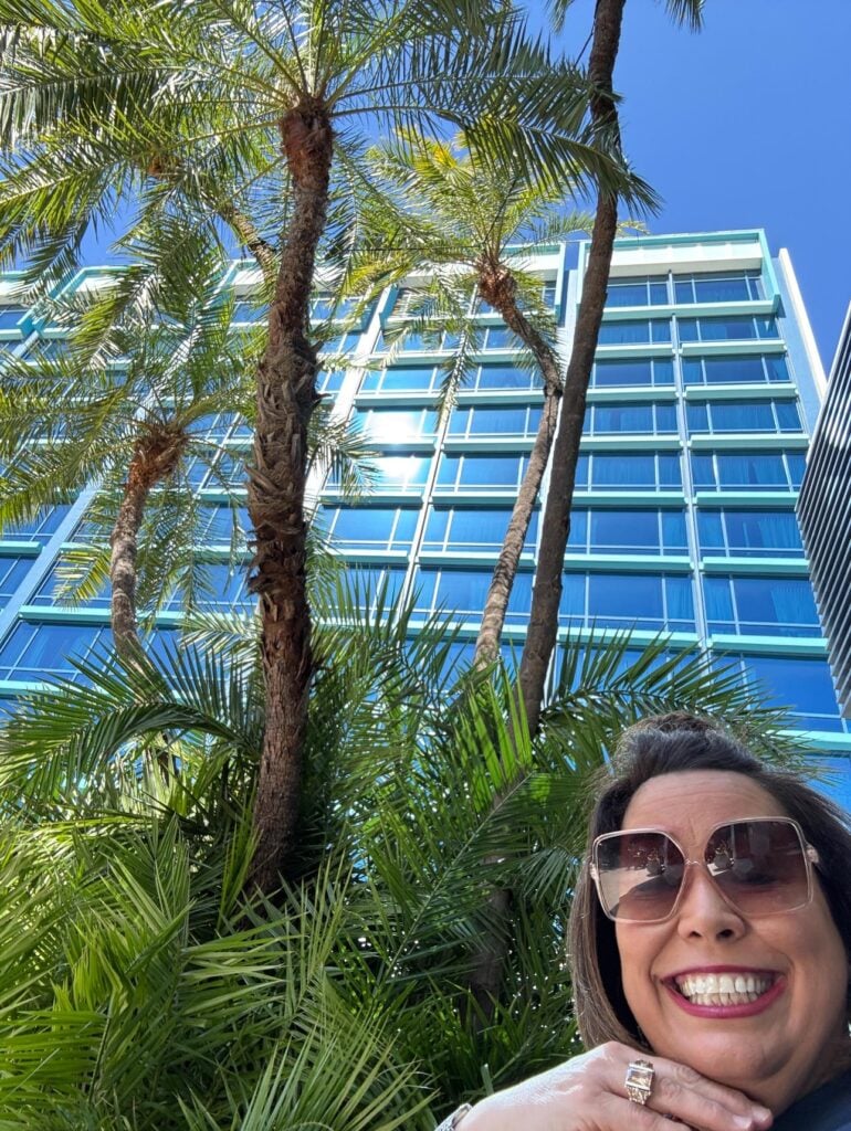 A selfie of me outside the Disneyland Hotel