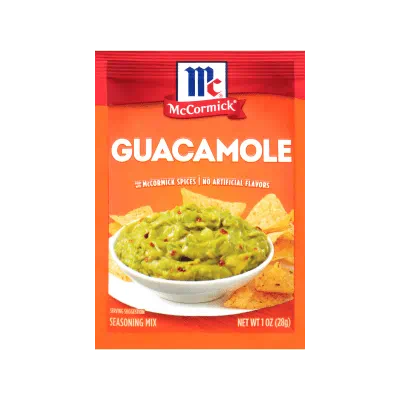 A packet of guacamole seasoning mix