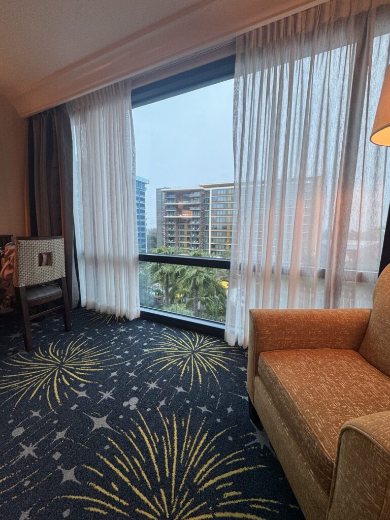 The view out the window at the Disneyland Hotel