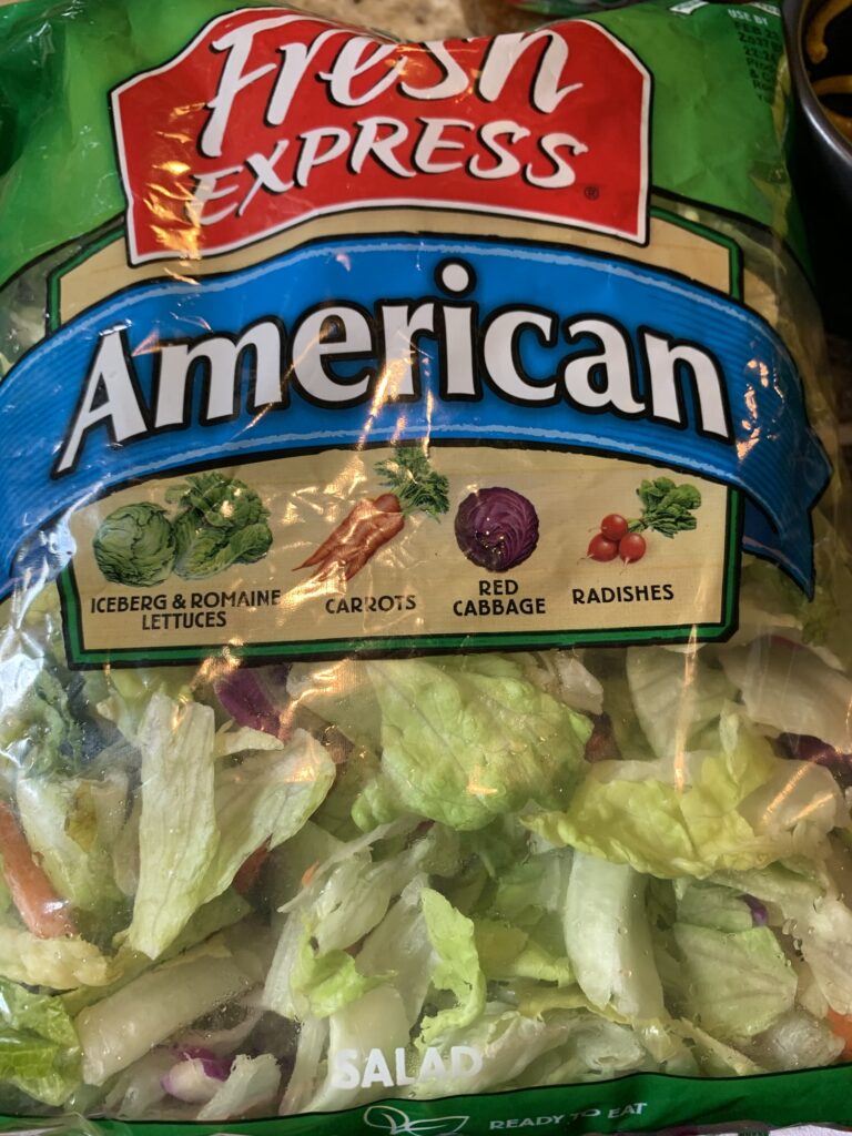 A bad of American salad mix
