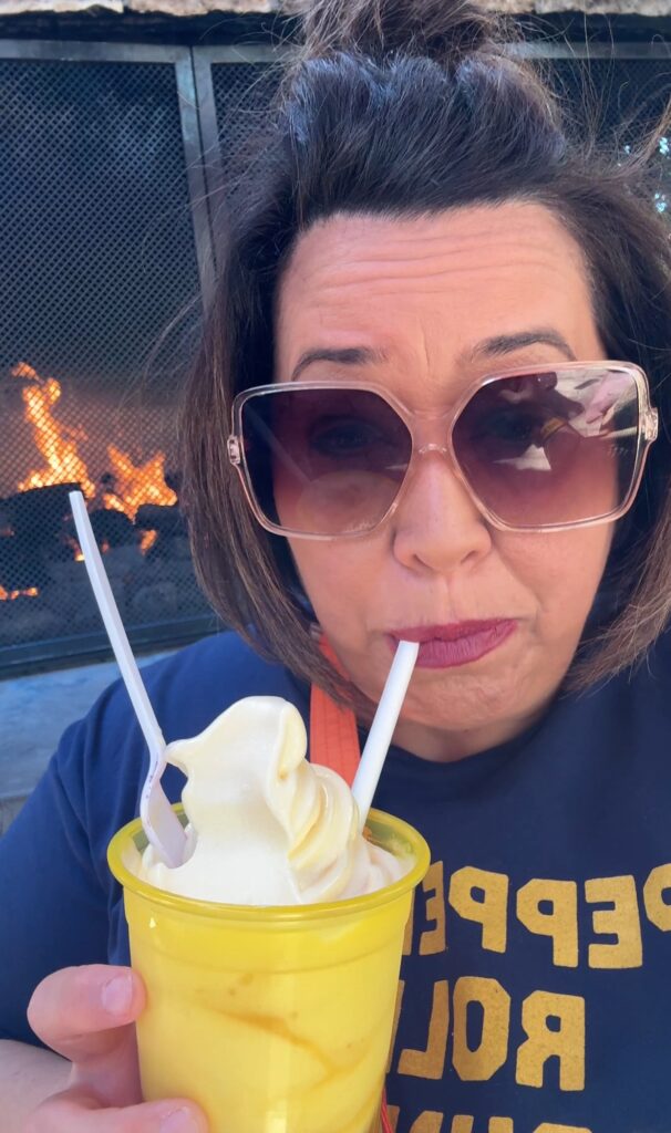 A selfie where I'm drinking a Dole Whip