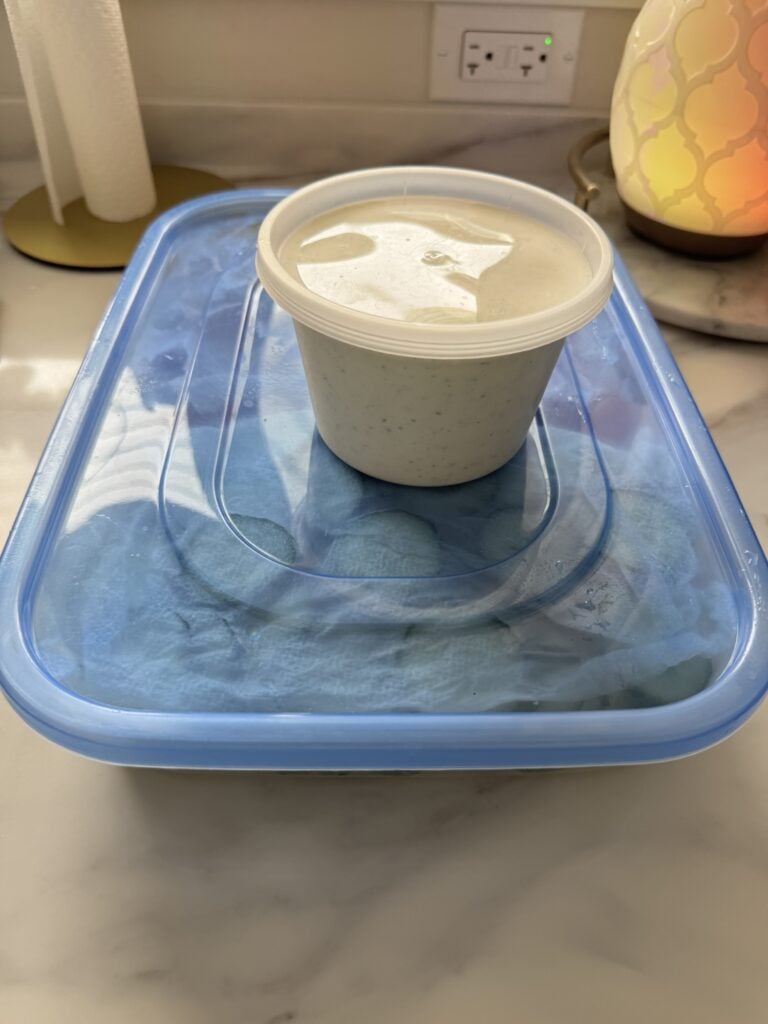 Ranch and veggies, packed in two containers to go