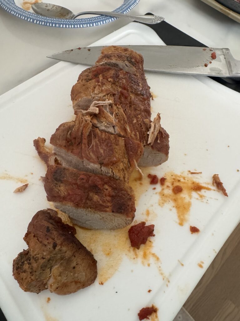 Slices of cooked pork tenderloin