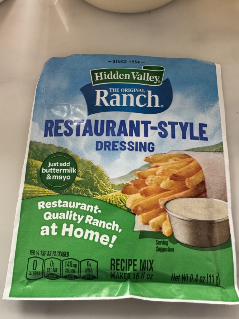 A packet of Hidden Valley Ranch 