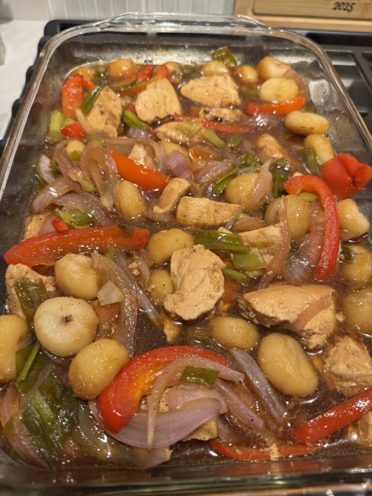 The finished chicken bake