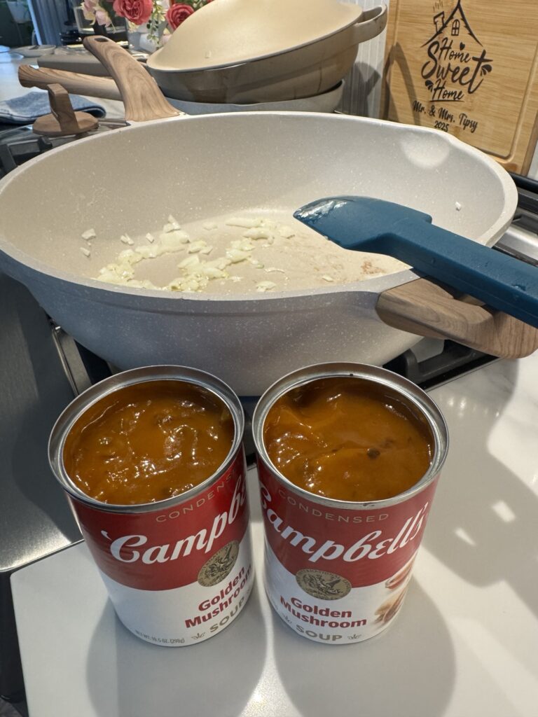 Two cans of Golden Mushroom soup
