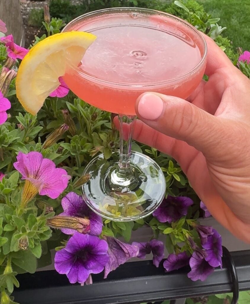 A cranberry yuzu martini