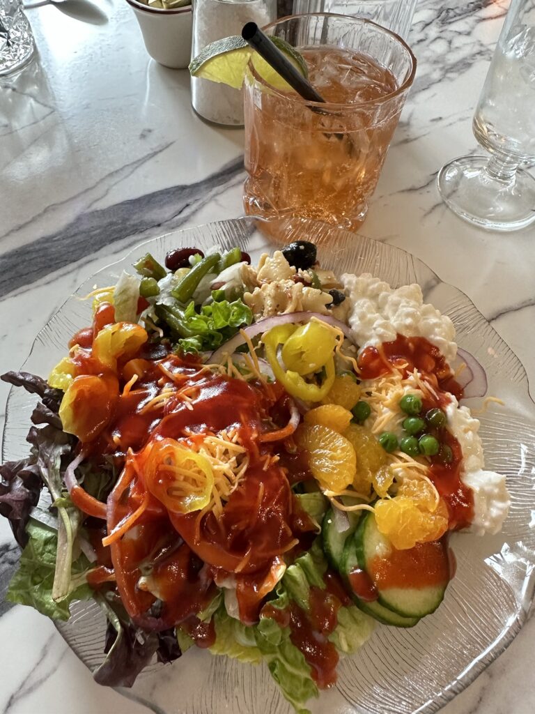 Supper Club Cottage Cheese Snack and a brandy old fashioned