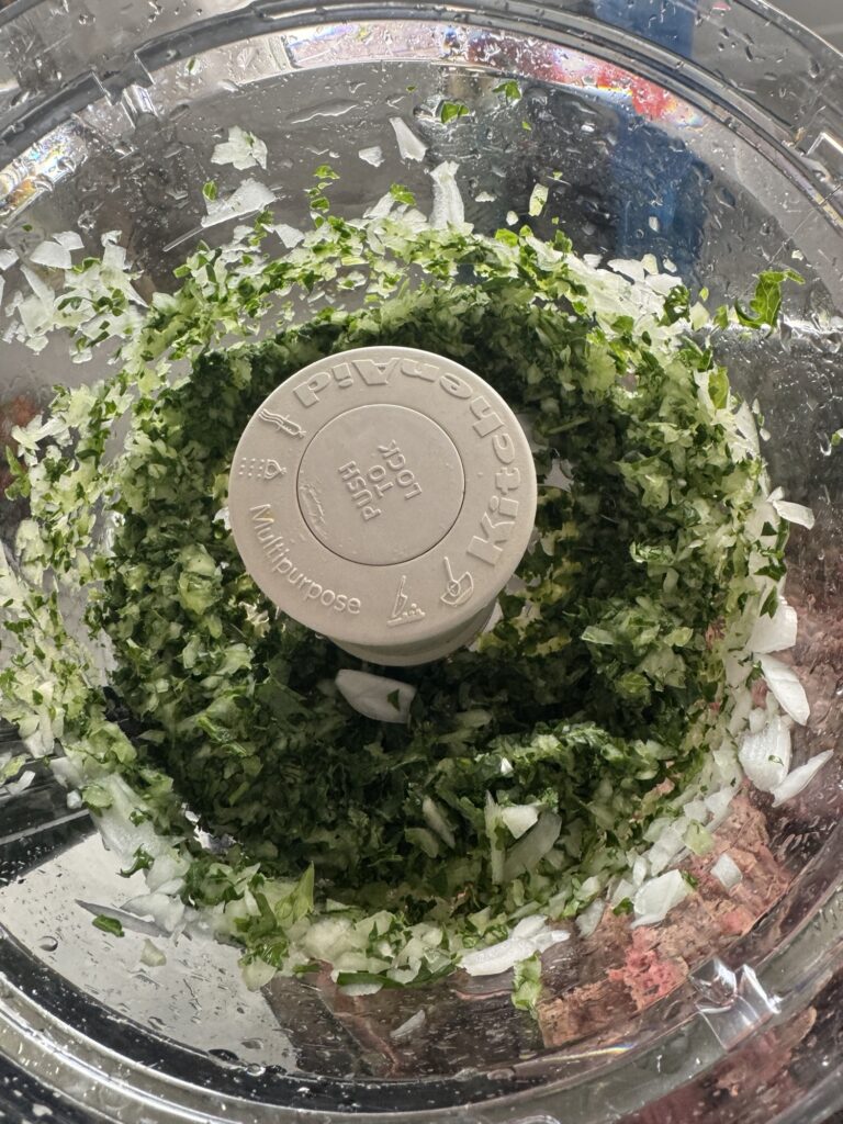 Veggies in a food processor