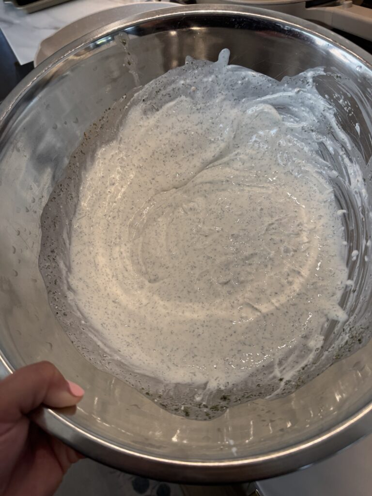The dressing for the salad