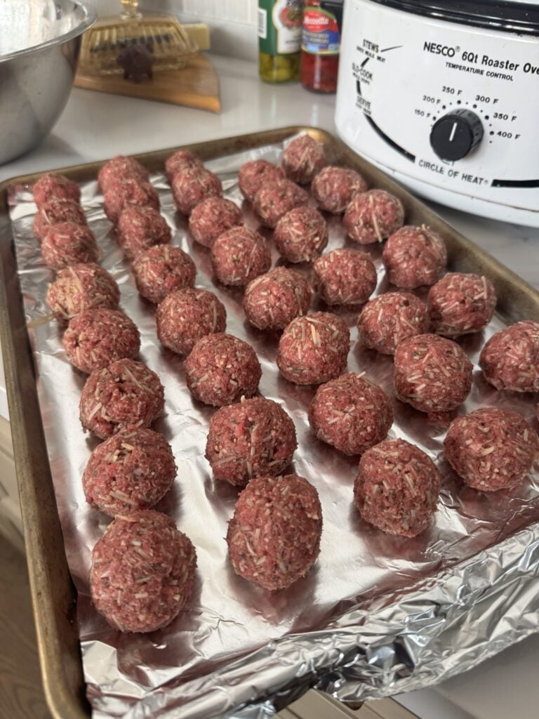 Meatballs on a baking sheet
